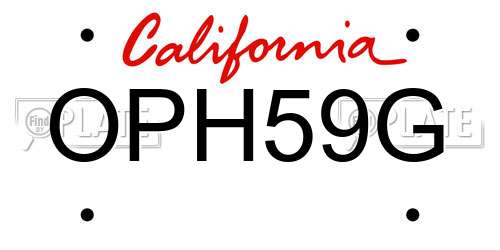 OPH59G California License Plate