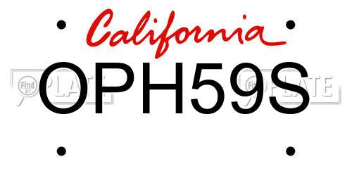 OPH59S California License Plate