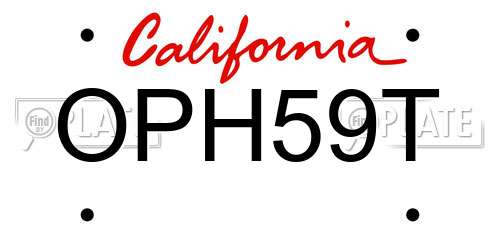 OPH59T California License Plate