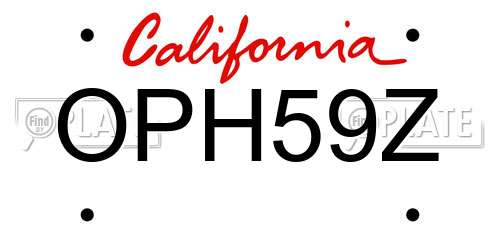 OPH59Z California License Plate