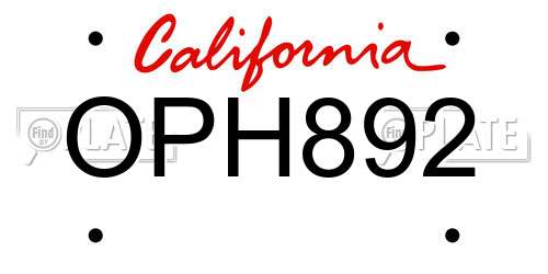 OPH892 California License Plate