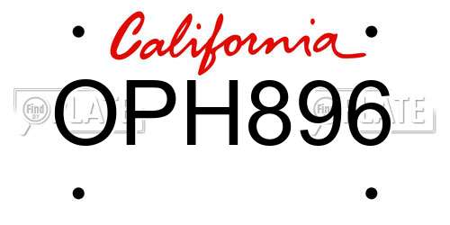 OPH896 California License Plate