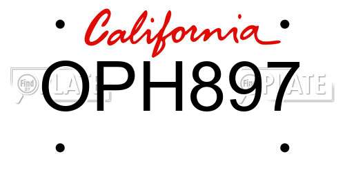 OPH897 California License Plate