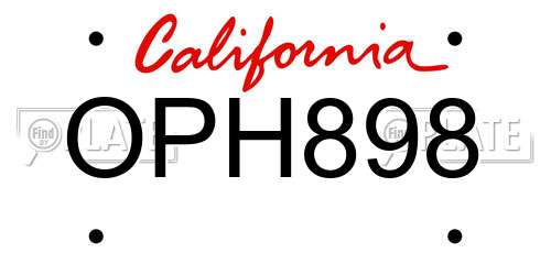 OPH898 California License Plate