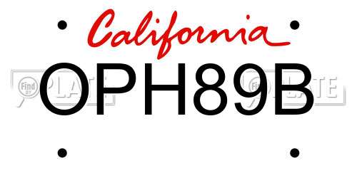 OPH89B California License Plate