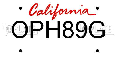 OPH89G California License Plate