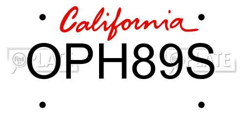 OPH89S California License Plate