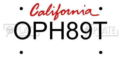 OPH89T California License Plate