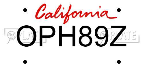 OPH89Z California License Plate