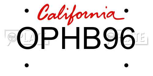 OPHB96 California License Plate