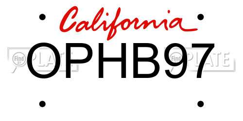 OPHB97 California License Plate
