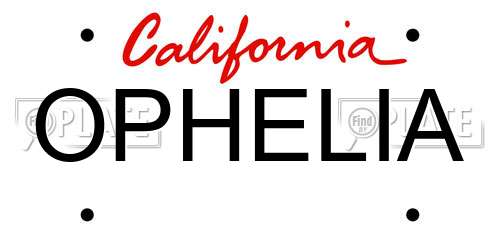 OPHELIA California License Plate