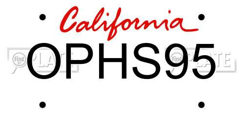 OPHS95 California License Plate