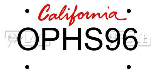 OPHS96 California License Plate