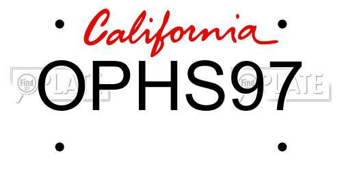 OPHS97 California License Plate