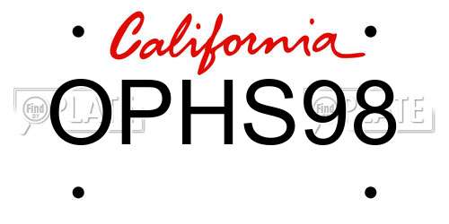 OPHS98 California License Plate