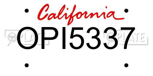 OPI5337 California License Plate