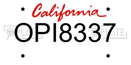 OPI8337 California License Plate