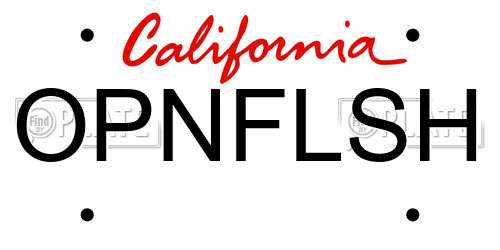 OPNFLSH California License Plate