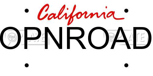 OPNROAD California License Plate