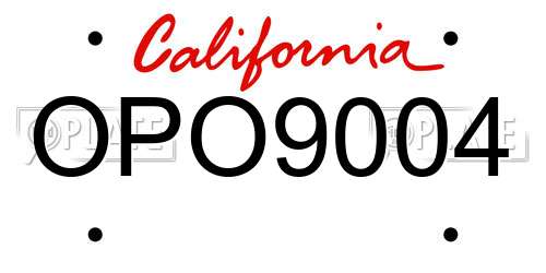 OPO9004 California License Plate