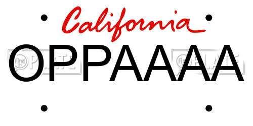 OPPAAAA California License Plate