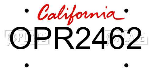 OPR2462 California License Plate