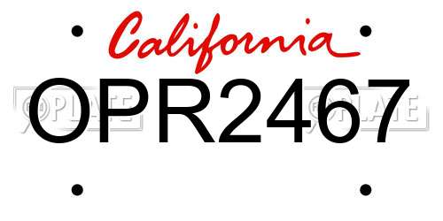 OPR2467 California License Plate