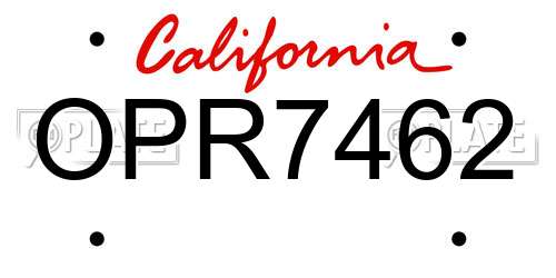 OPR7462 California License Plate