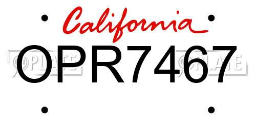 OPR7467 California License Plate