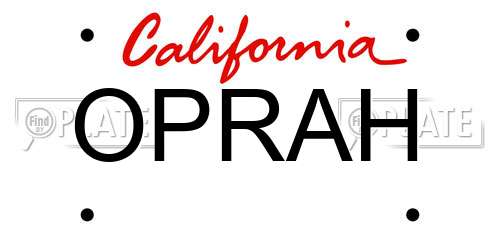 OPRAH California License Plate