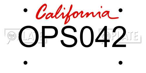OPS042 California License Plate