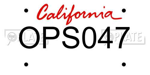 OPS047 California License Plate