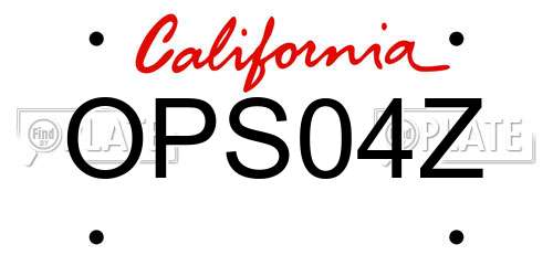 OPS04Z California License Plate