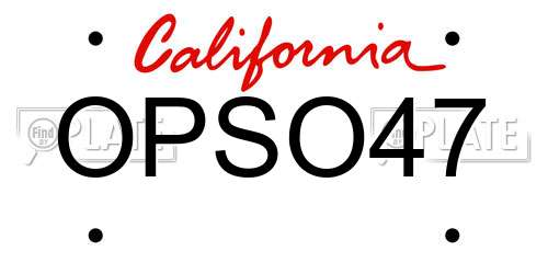 OPSO47 California License Plate