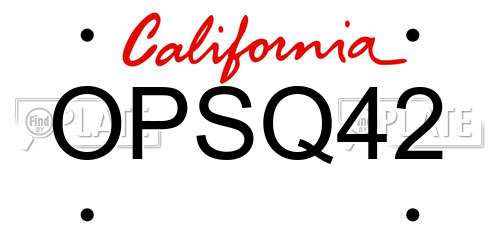 OPSQ42 California License Plate