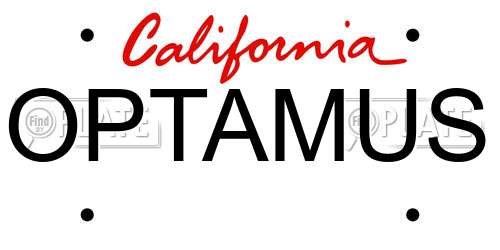OPTAMUS California License Plate