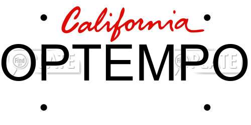 OPTEMPO California License Plate