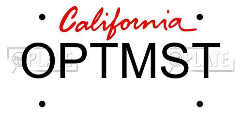 OPTMST California License Plate