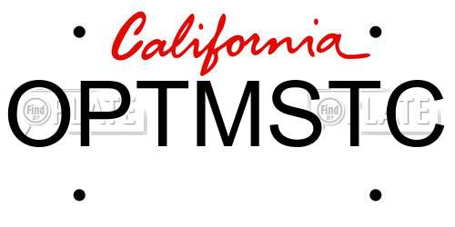 OPTMSTC California License Plate