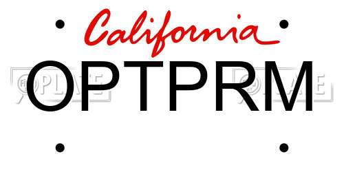 OPTPRM California License Plate