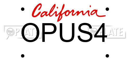 OPUS4 California License Plate