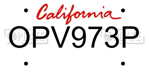 OPV973P California License Plate