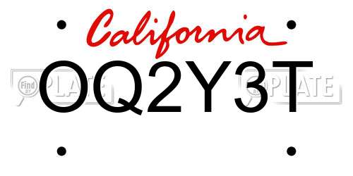 OQ2Y3T California License Plate