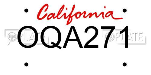 OQA271 California License Plate