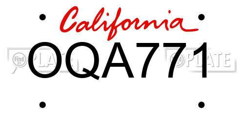 OQA771 California License Plate
