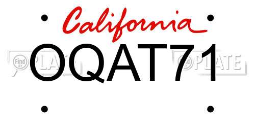 OQAT71 California License Plate