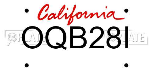 OQB28I California License Plate