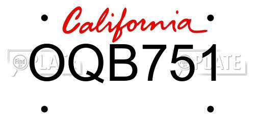 OQB751 California License Plate