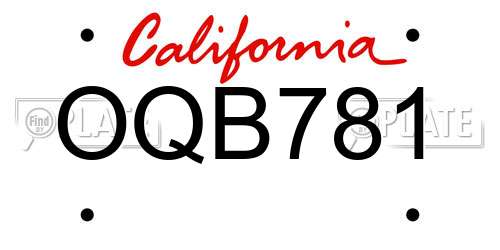 OQB781 California License Plate